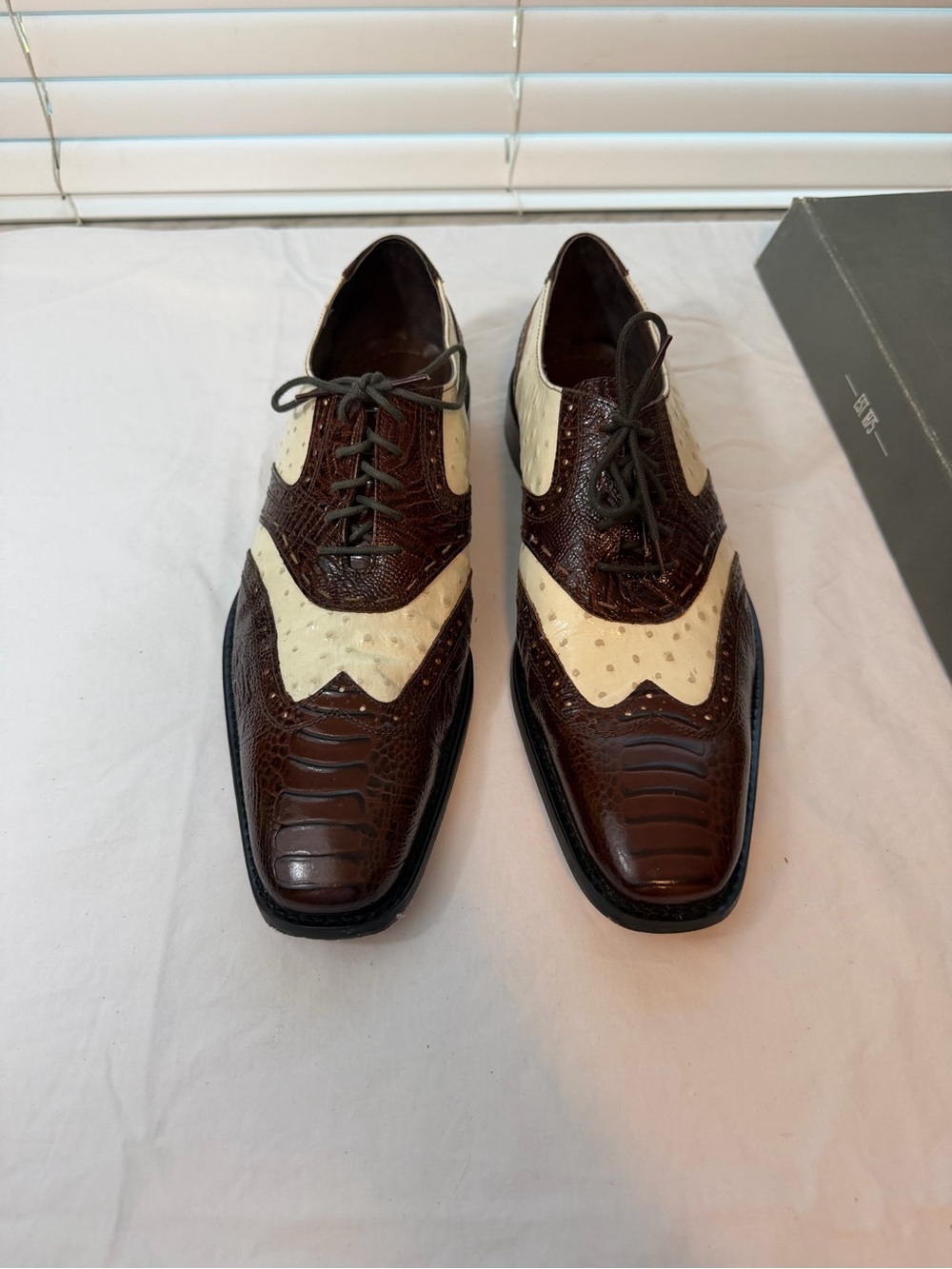 Stacy Adams Brown and Cream Wingtip Brogue Oxfords